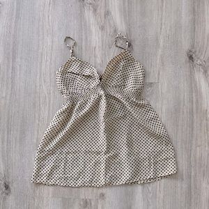 Tan cami polka dot top